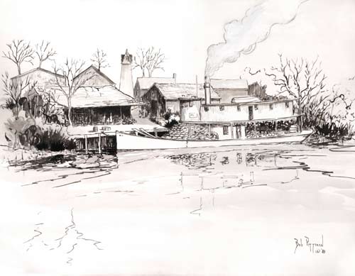 Pen & Ink Steamboat Print