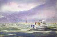 Cape Lookout Lighthouse - Fishing Boat Print
