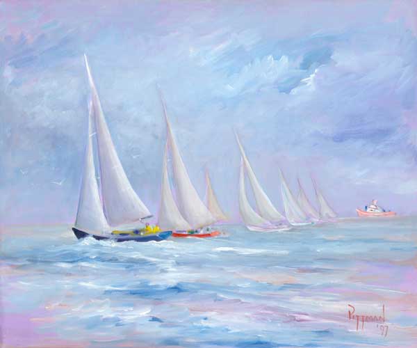 Sunset Sailing - Oil on canvas